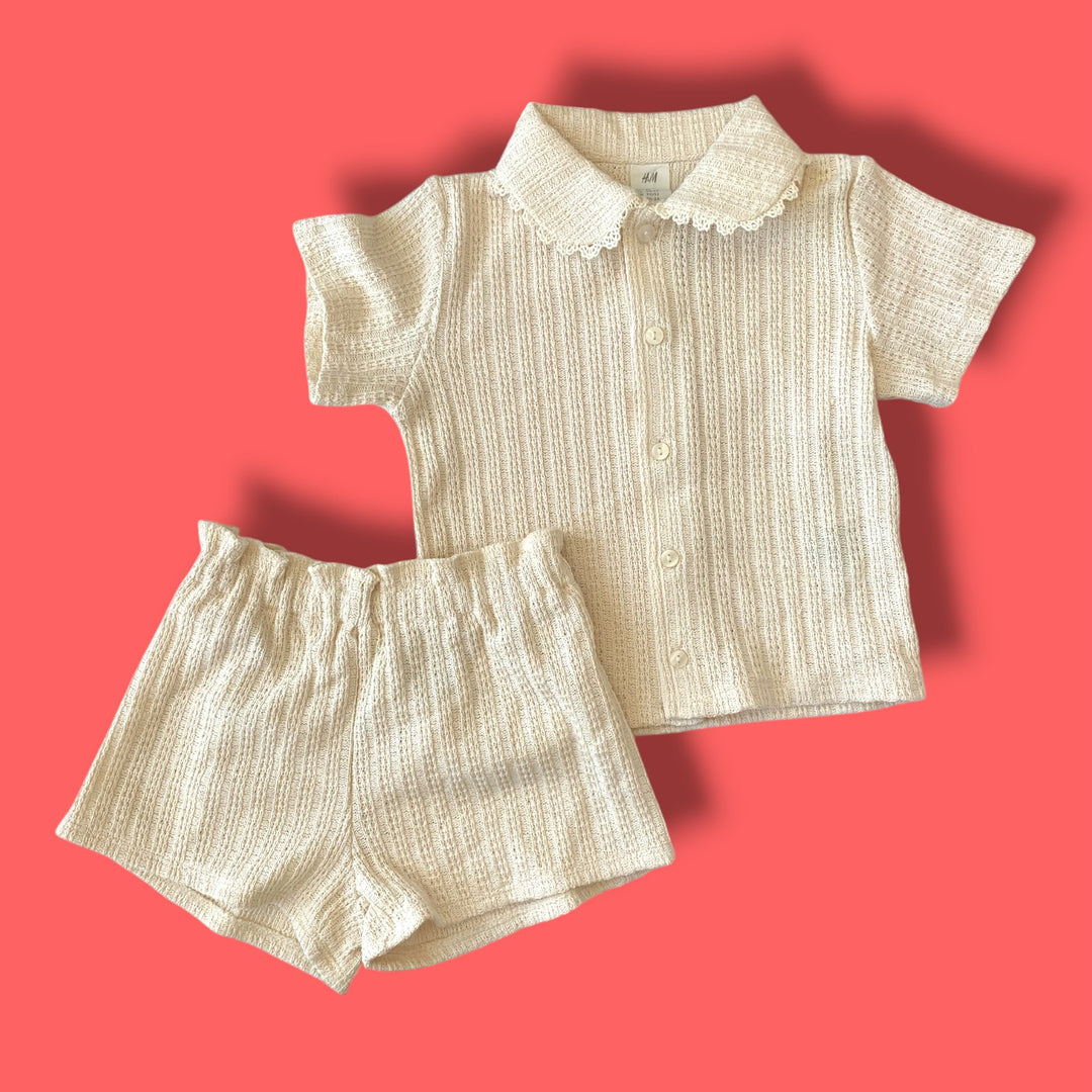 cream h&amp;m knit set, 2y