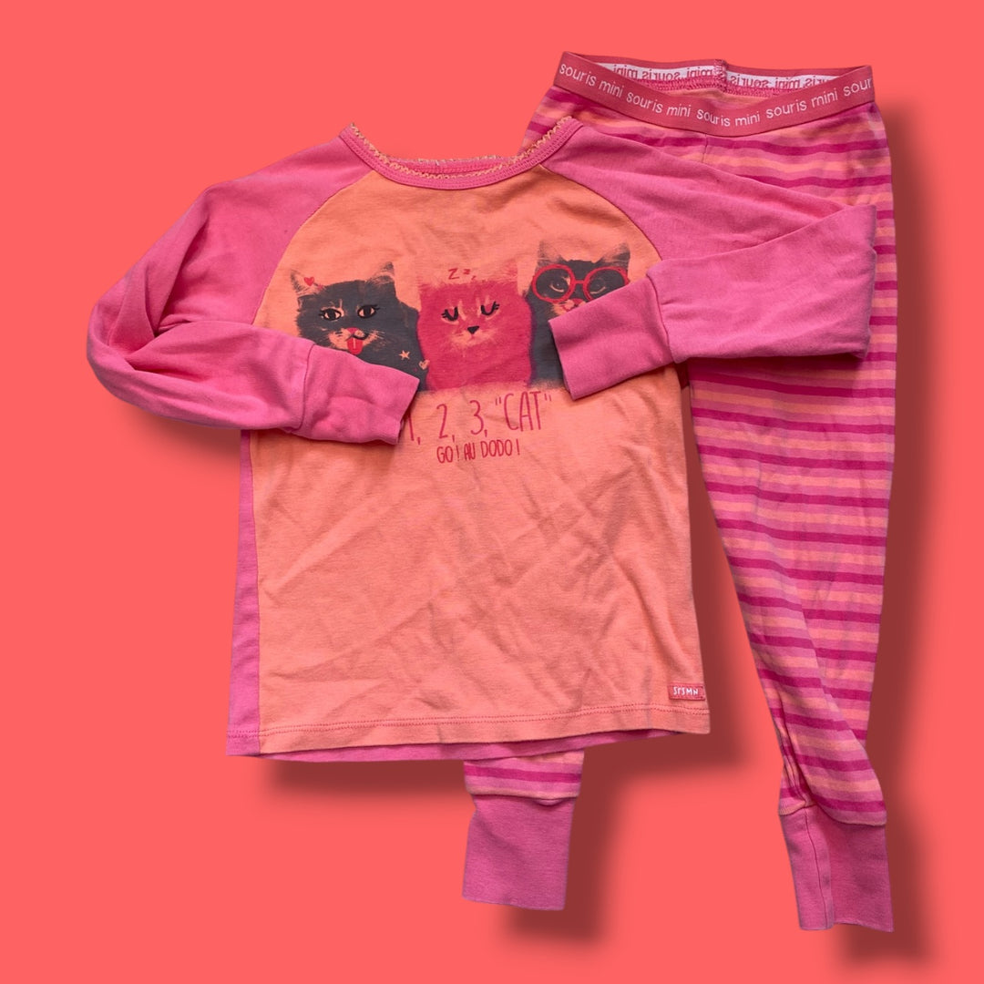 Pink Souris Mini 2 piece PJS, 3Y