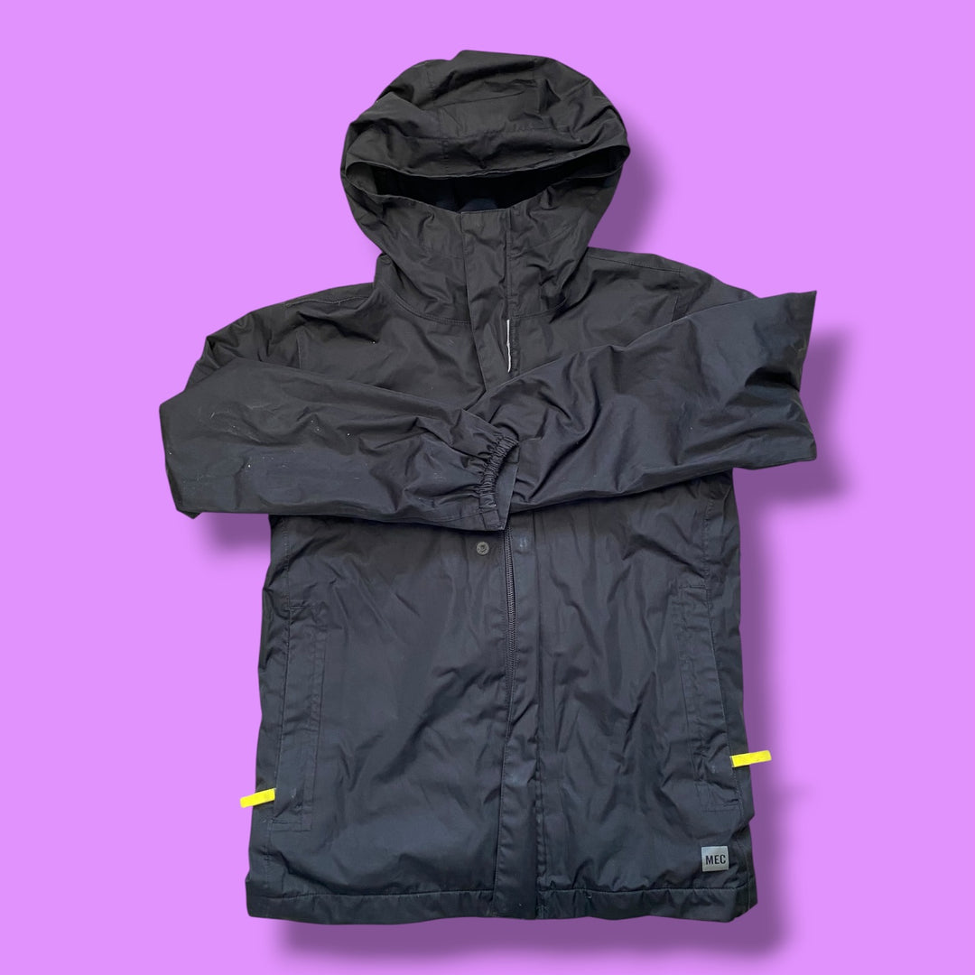 Black MEC Rain Jacket, 8Y