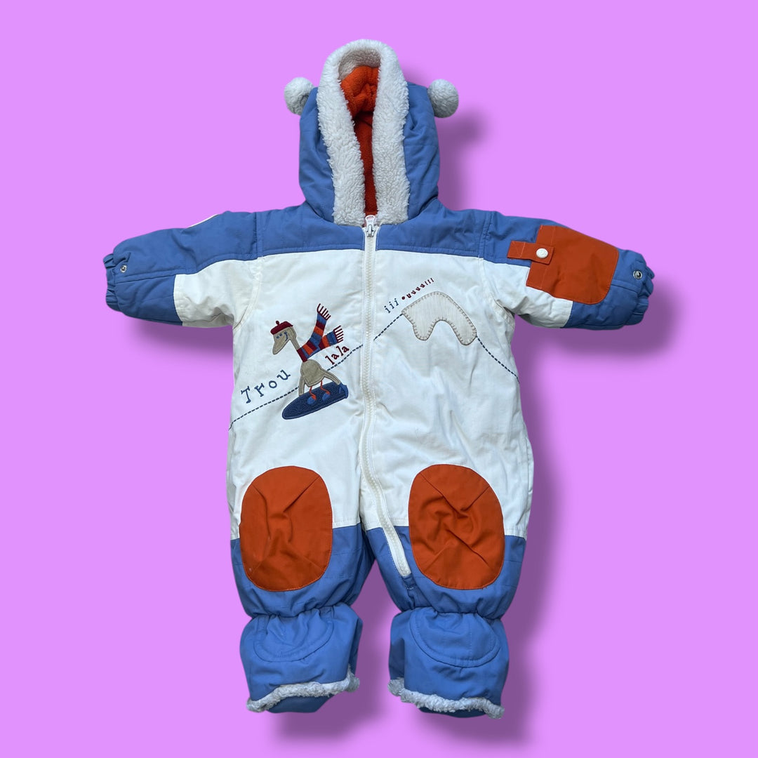 Cream/Blute Gagou Tagou Snowsuit, 6m
