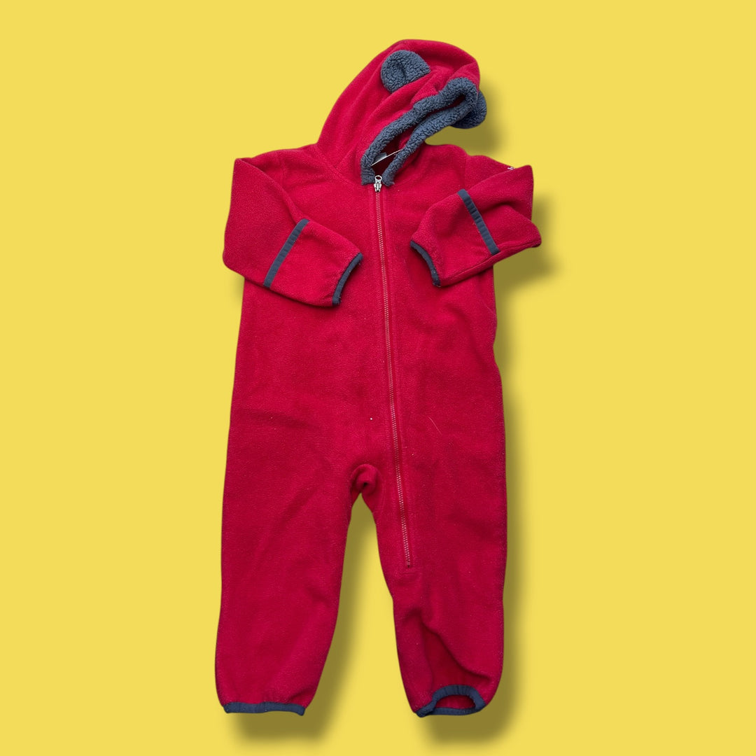 Red Columbia Fleece Warm Suit, 12-18m