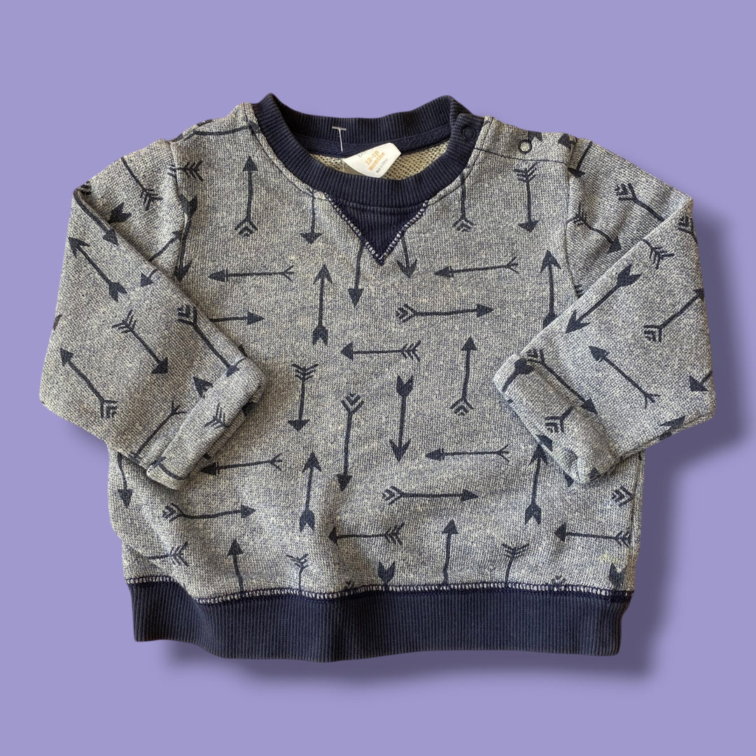 blue Gymboree arrow knit sweater, 12-18m
