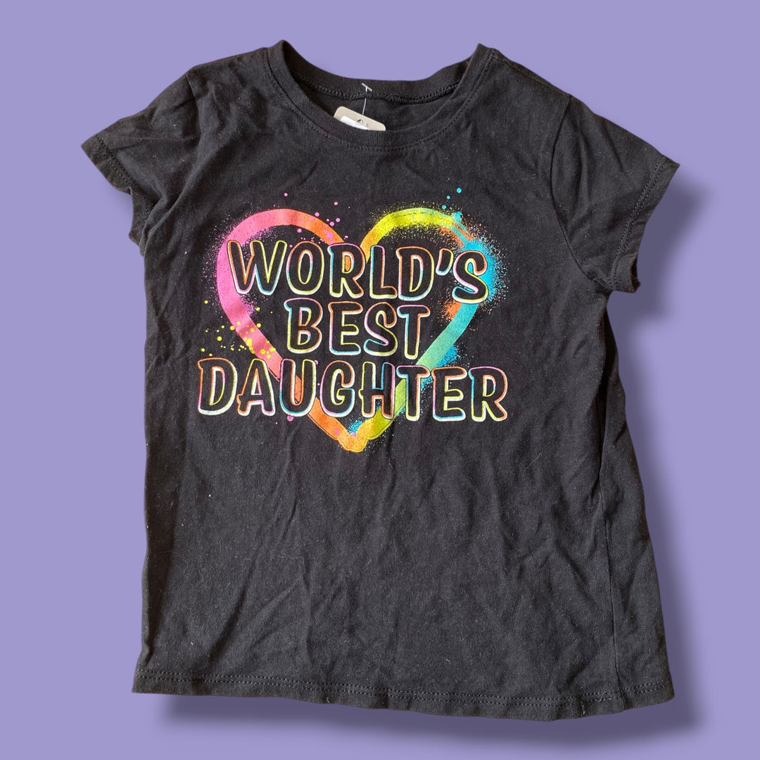 black The Childrens Place worlds best daughter tee, 4Y