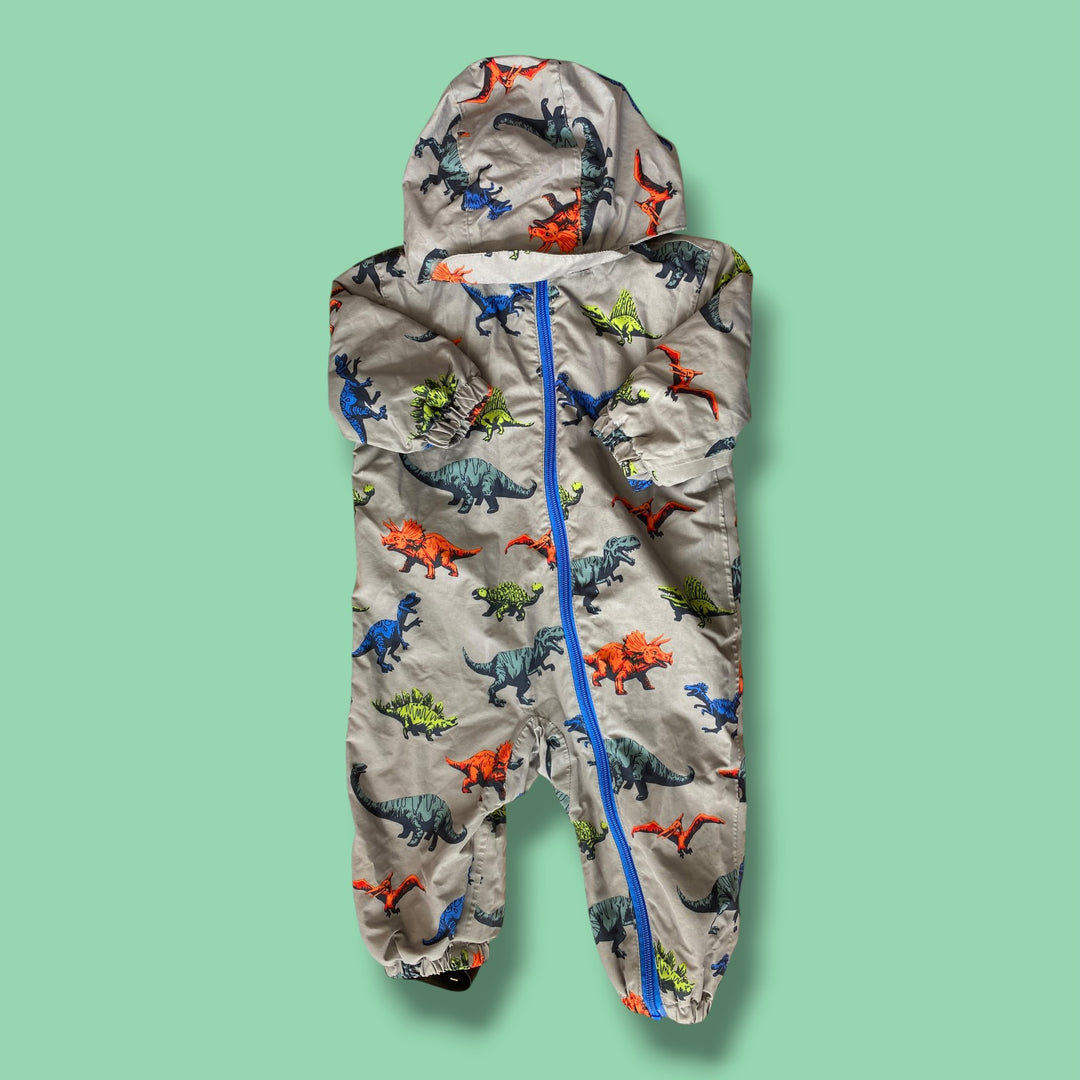 grey Hatley lined dino rainsuit, 9-12m
