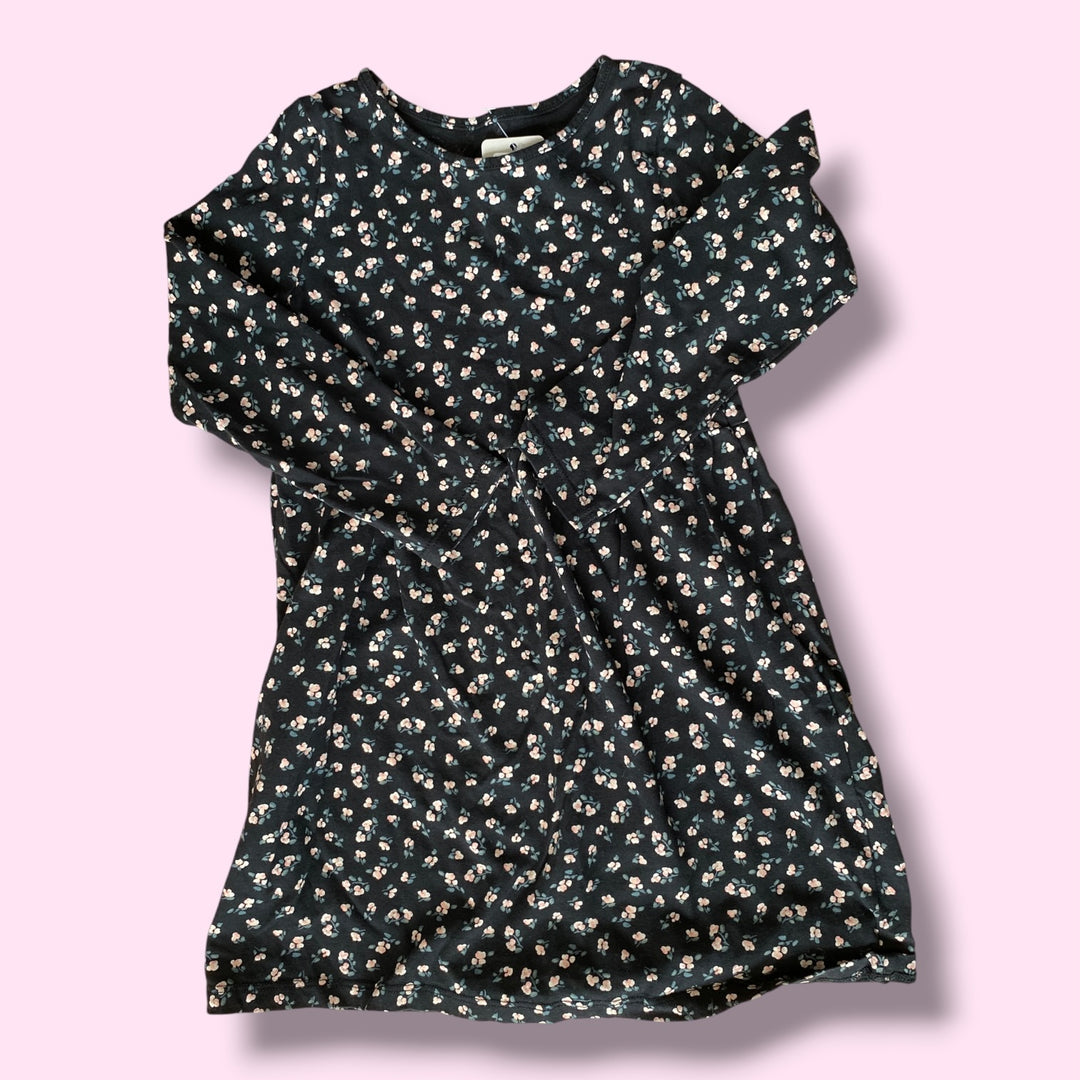 black H&amp;M floral dress, 4-6Y