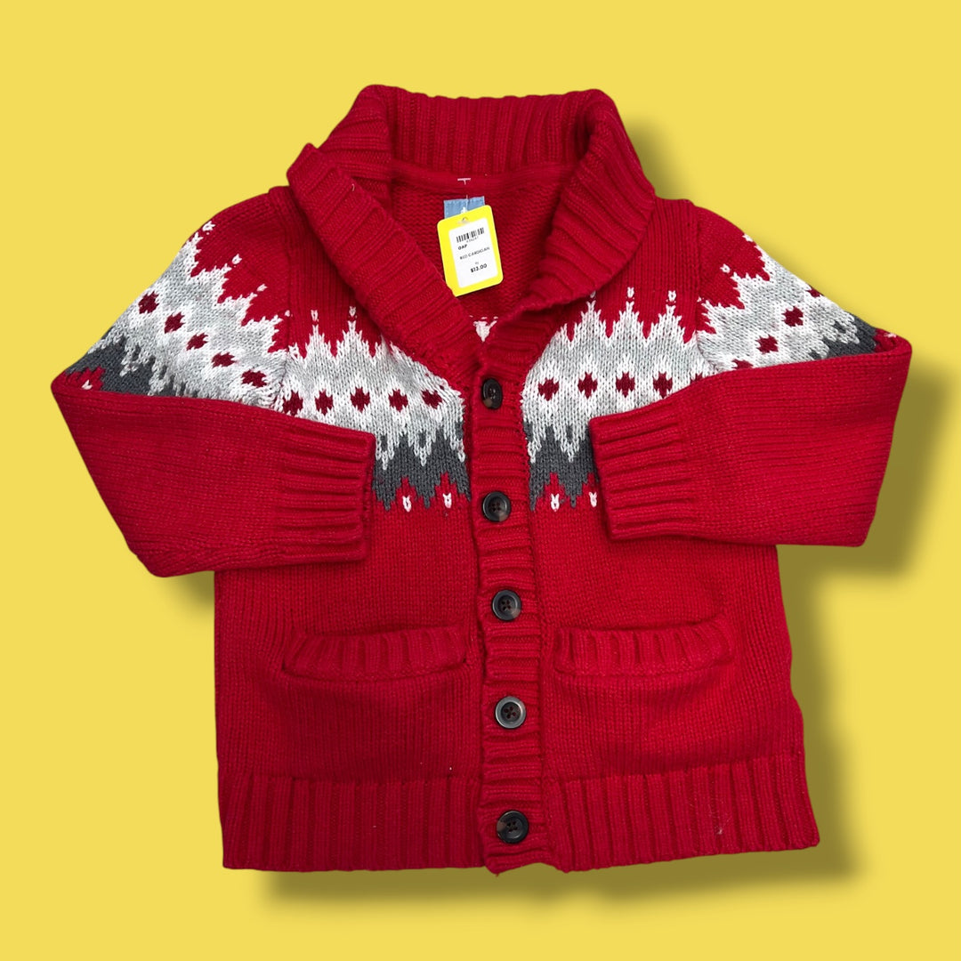 red gap cardigan, 4y