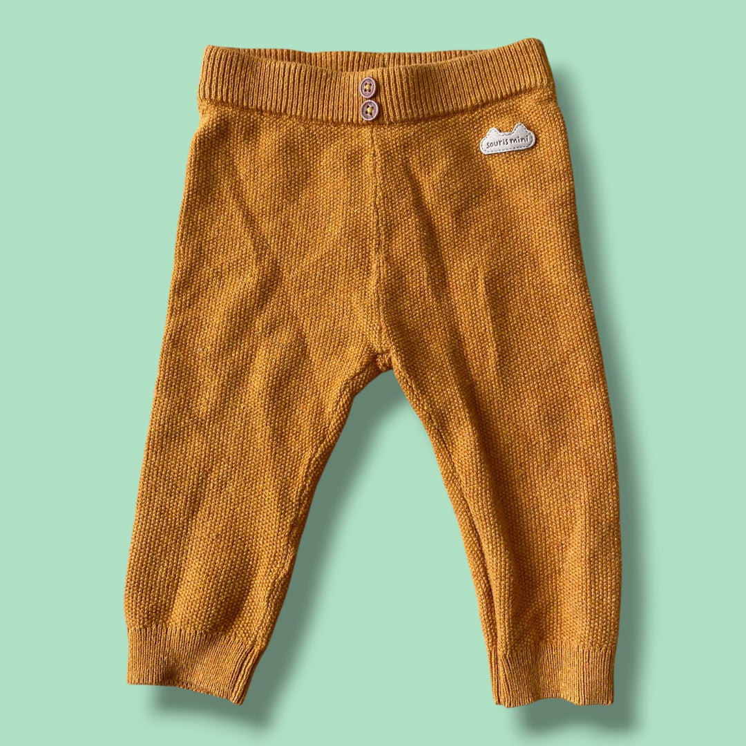 orange Souris Mini knit pants, 3-6m