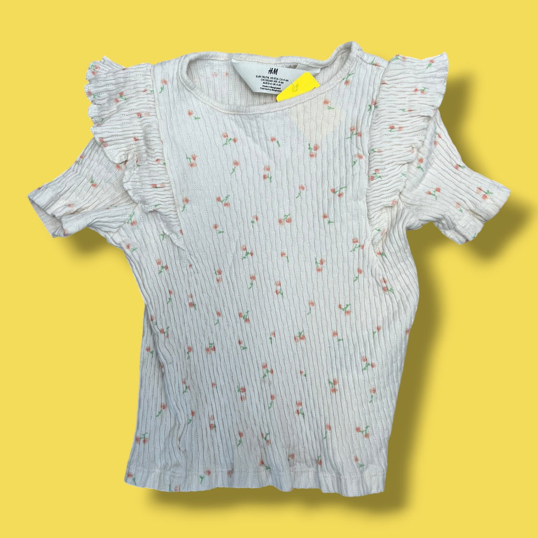 white h&amp;m ribbed tee, 5/6y