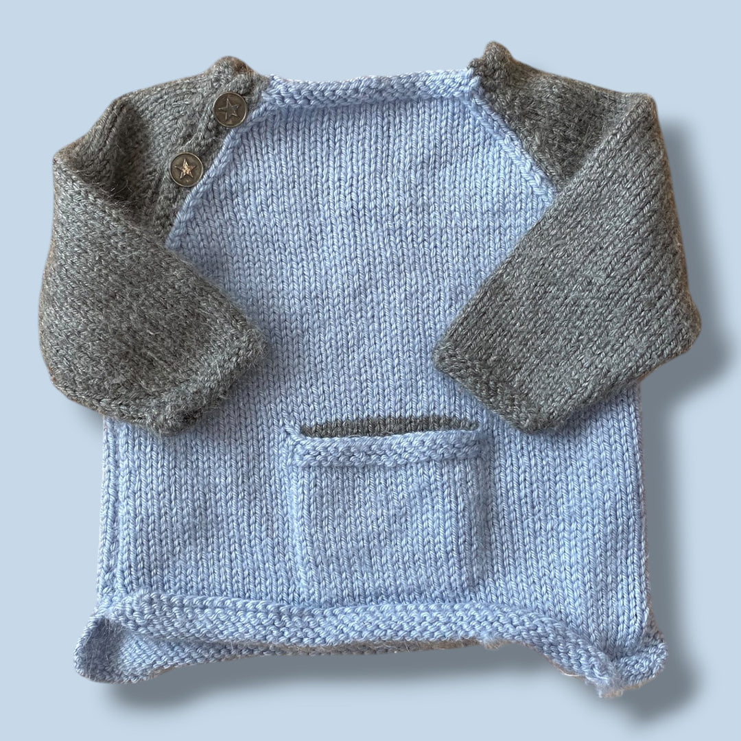 blue/grey handmade knit pullover, 3m