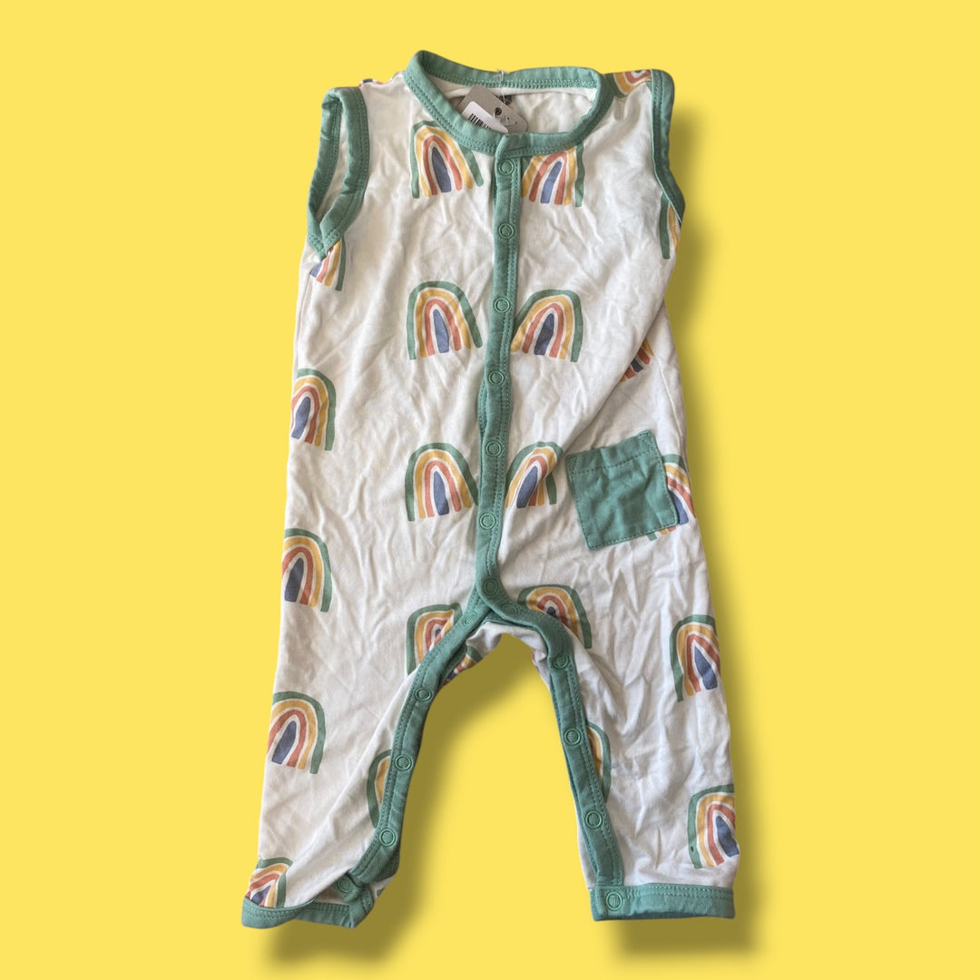 white kyte rainbow romper, 3-6m