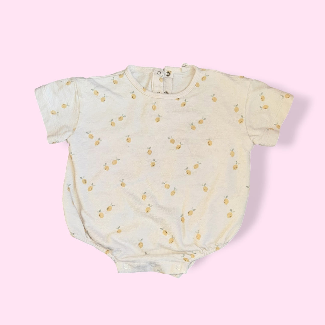 cream Quincy Mae lemon romper, 12-18m