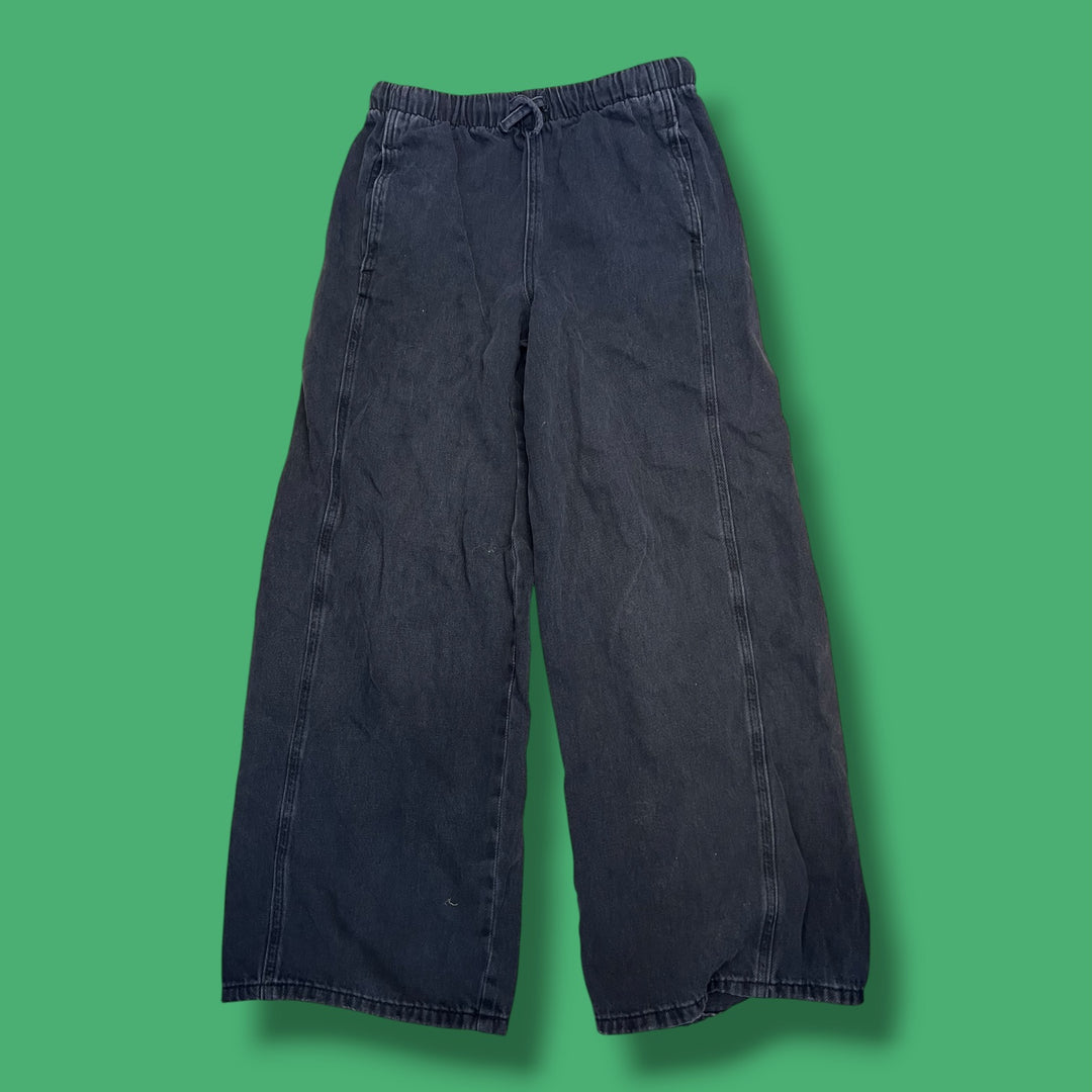 black zara soft denim wide leg pant, 9-10y