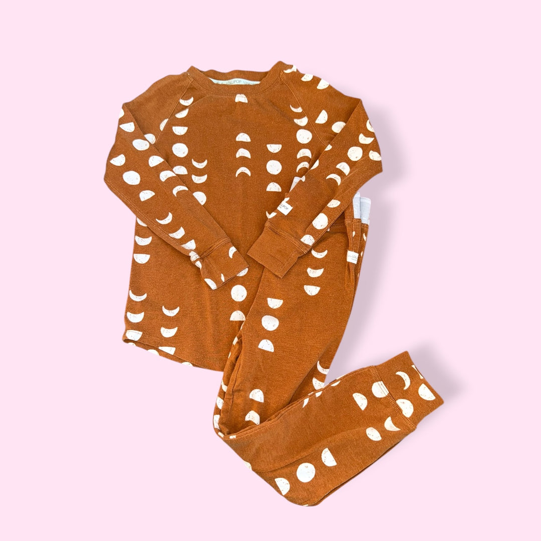 Brown Loulou Lollipop moon 2 piece pjs, 2Y