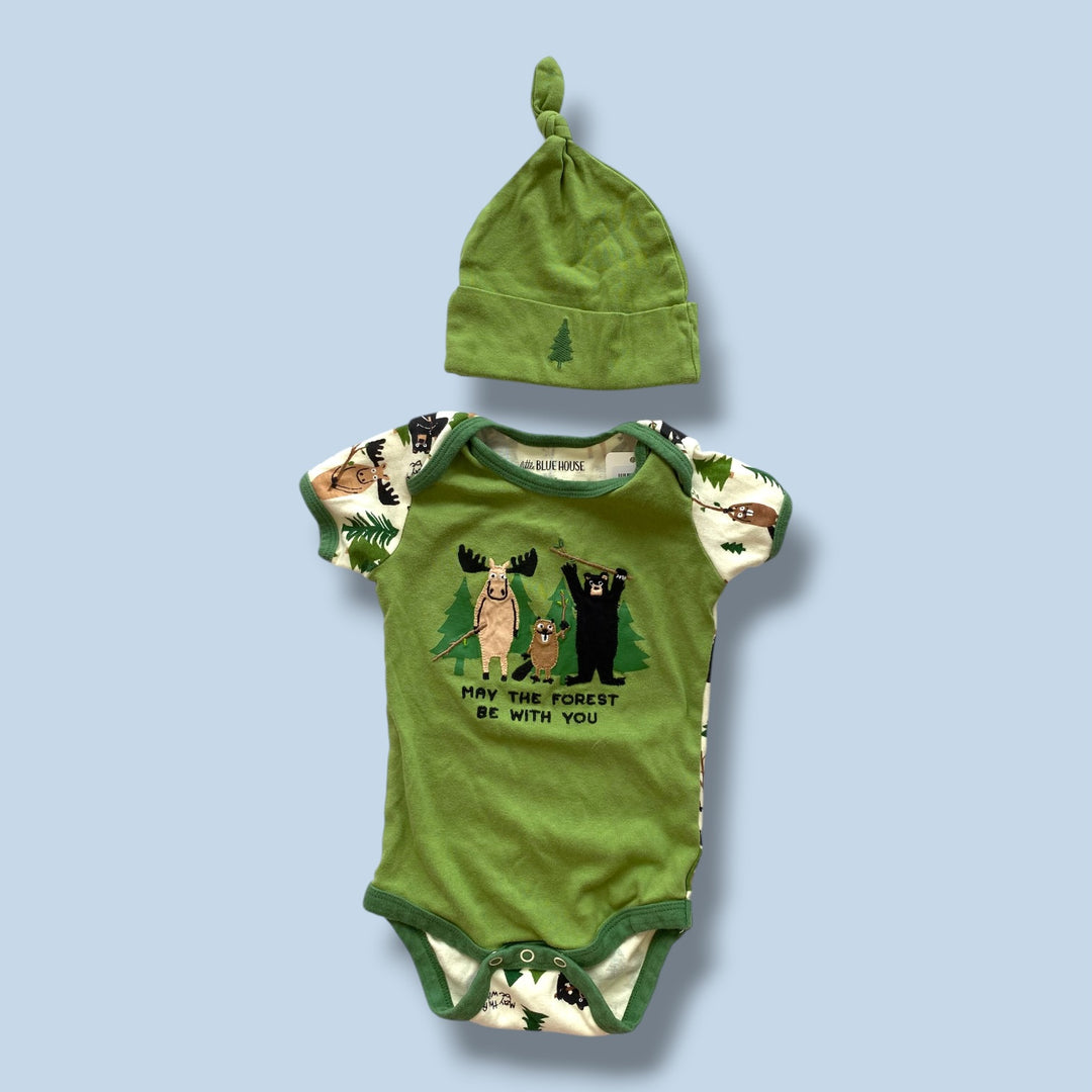Little Blue House Bodysuit &amp; Hat, 12-18m