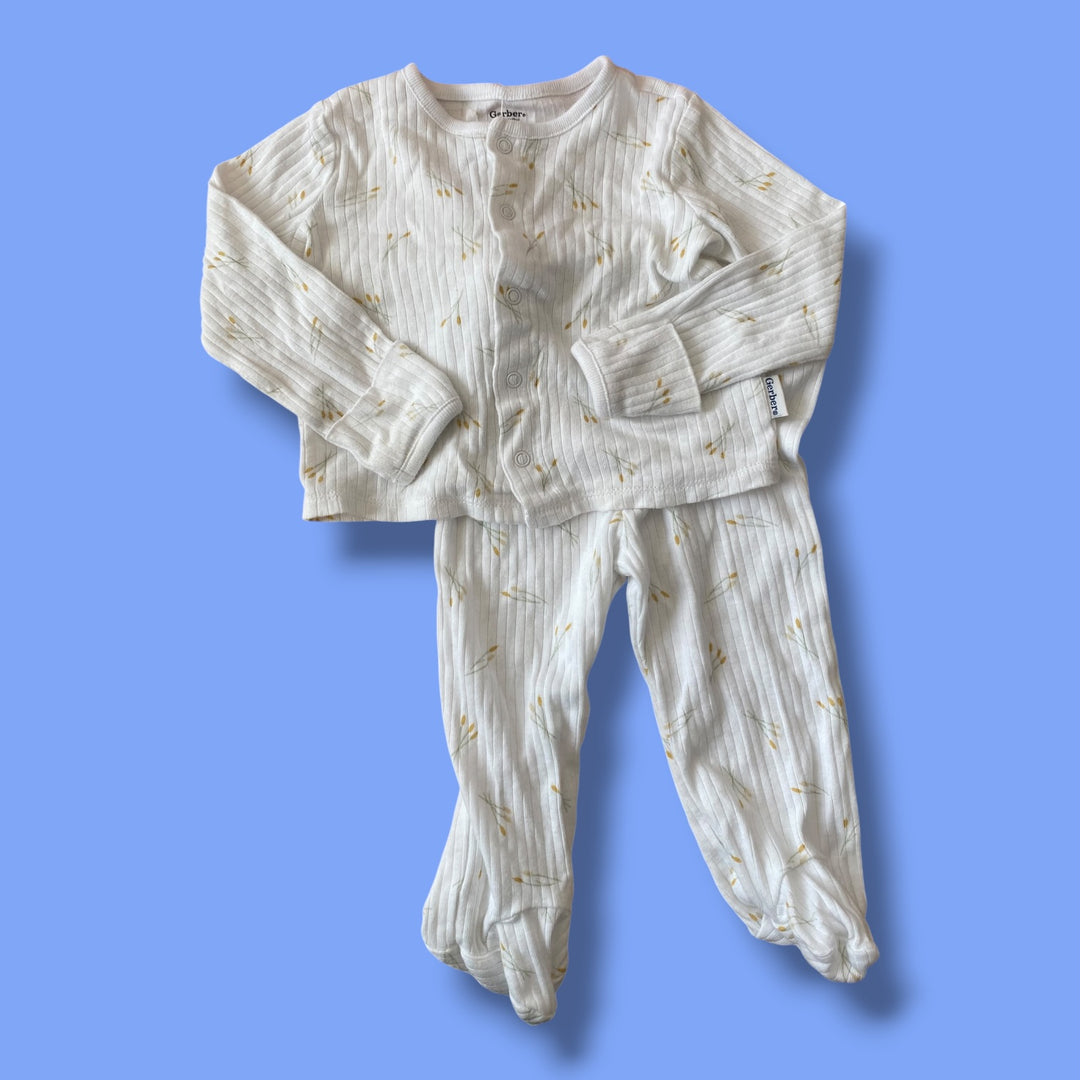 white Gerber 2 piece set, 3-6m
