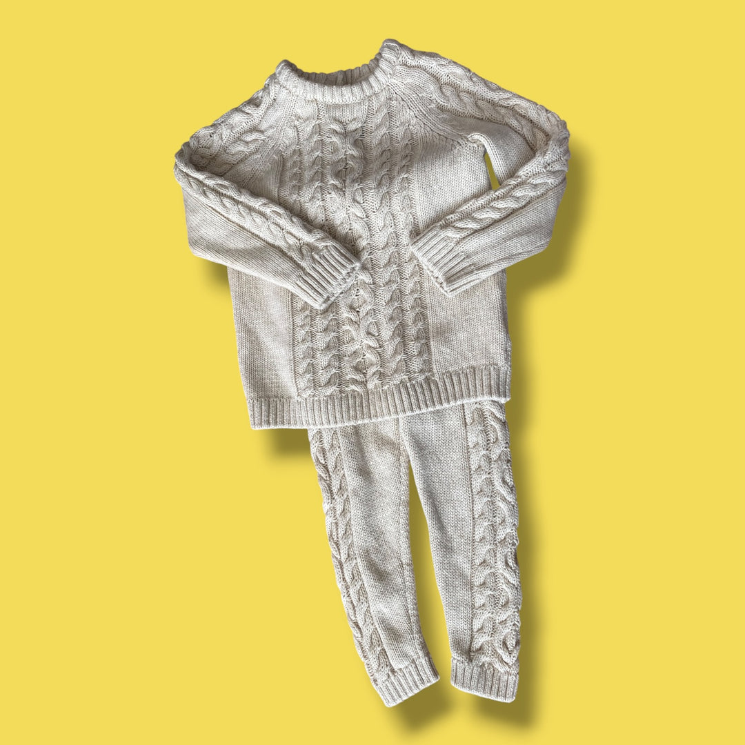 cream H&amp;M knit set, 12-18m
