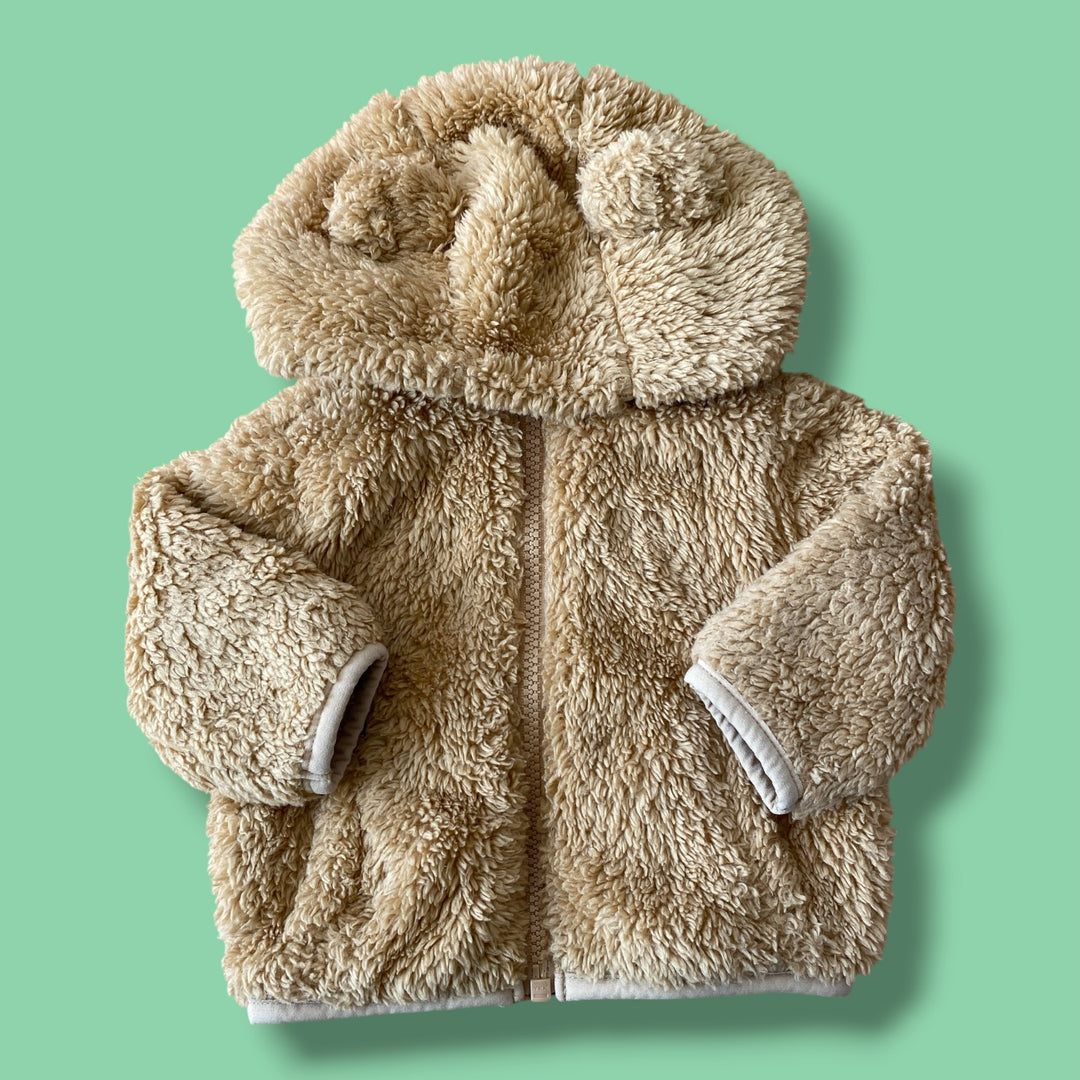 brown Old Navy fluffy zip up, 0-3m