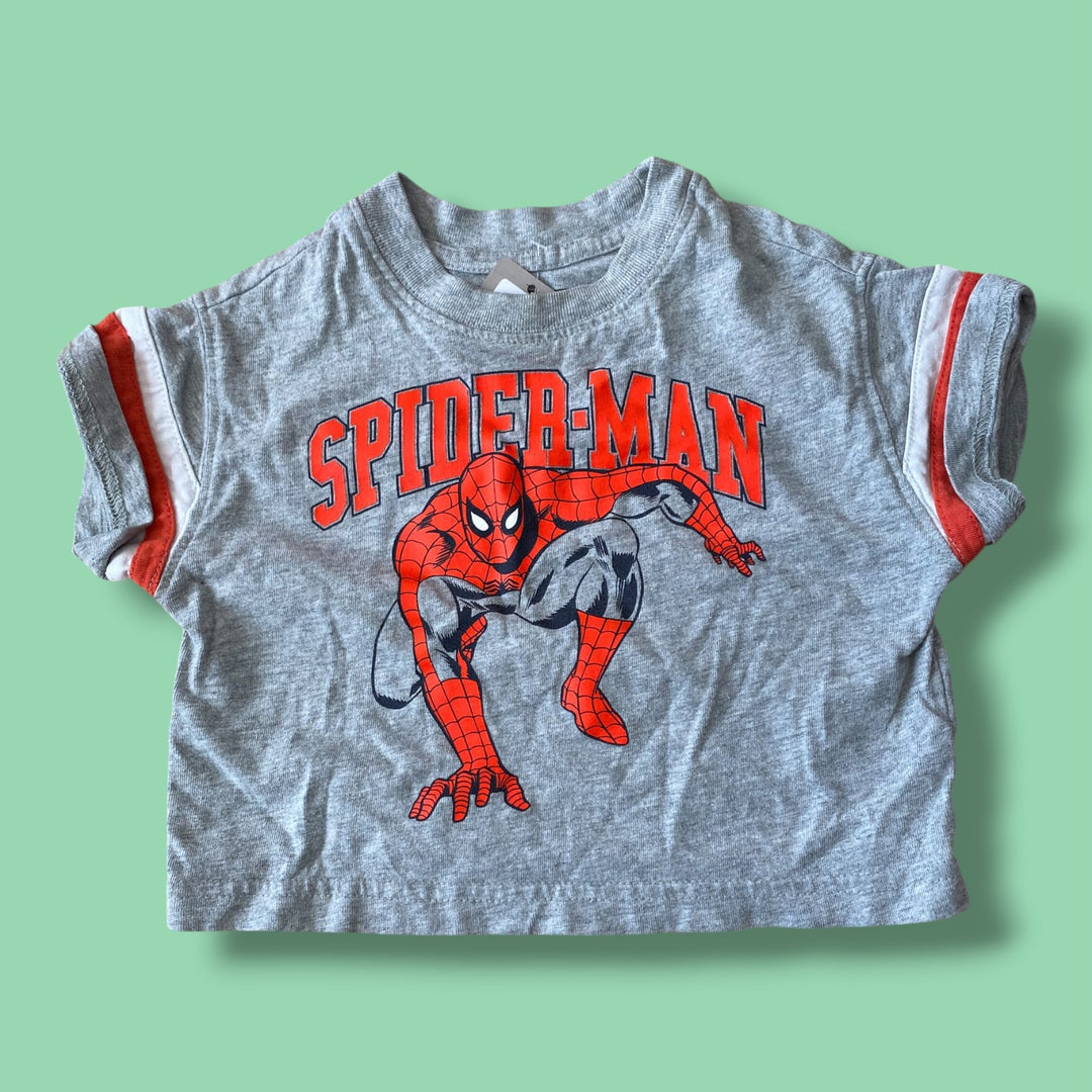 Grey Gap spiderman tee, 6-12m