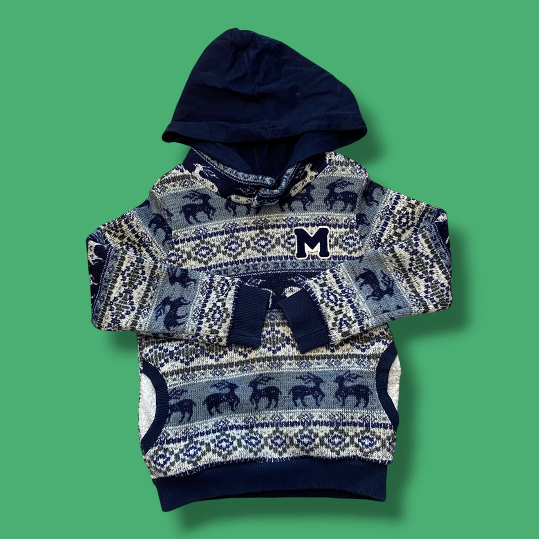 Blue Mono Black Sweater, 7Y