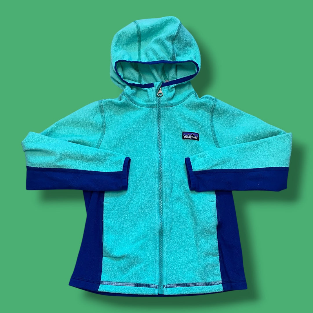Blue/Green Patagonia Fleece Zip Up, 5-6Y