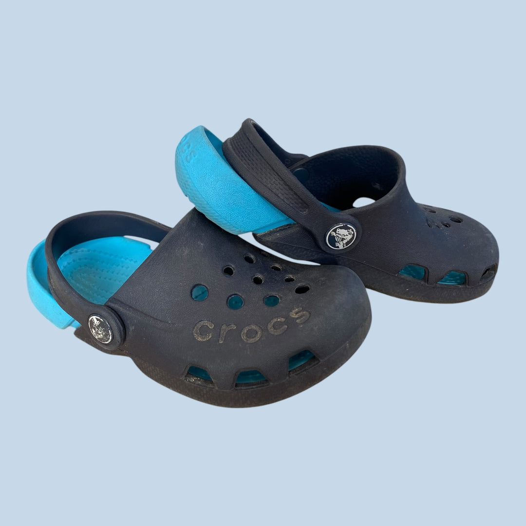Blue Crocs sandals, 10.0