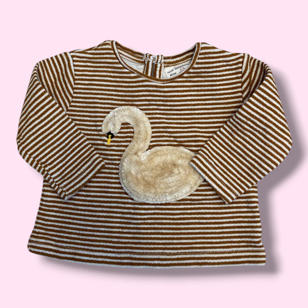 Tan Zara Swan Sweater, 3-6m