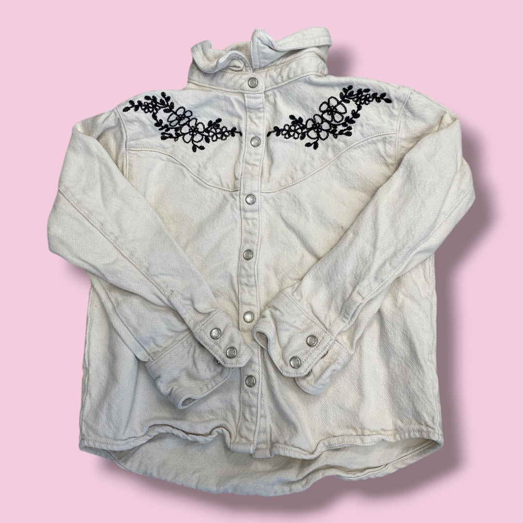 White Zara Denim Shacket, 6-7Y