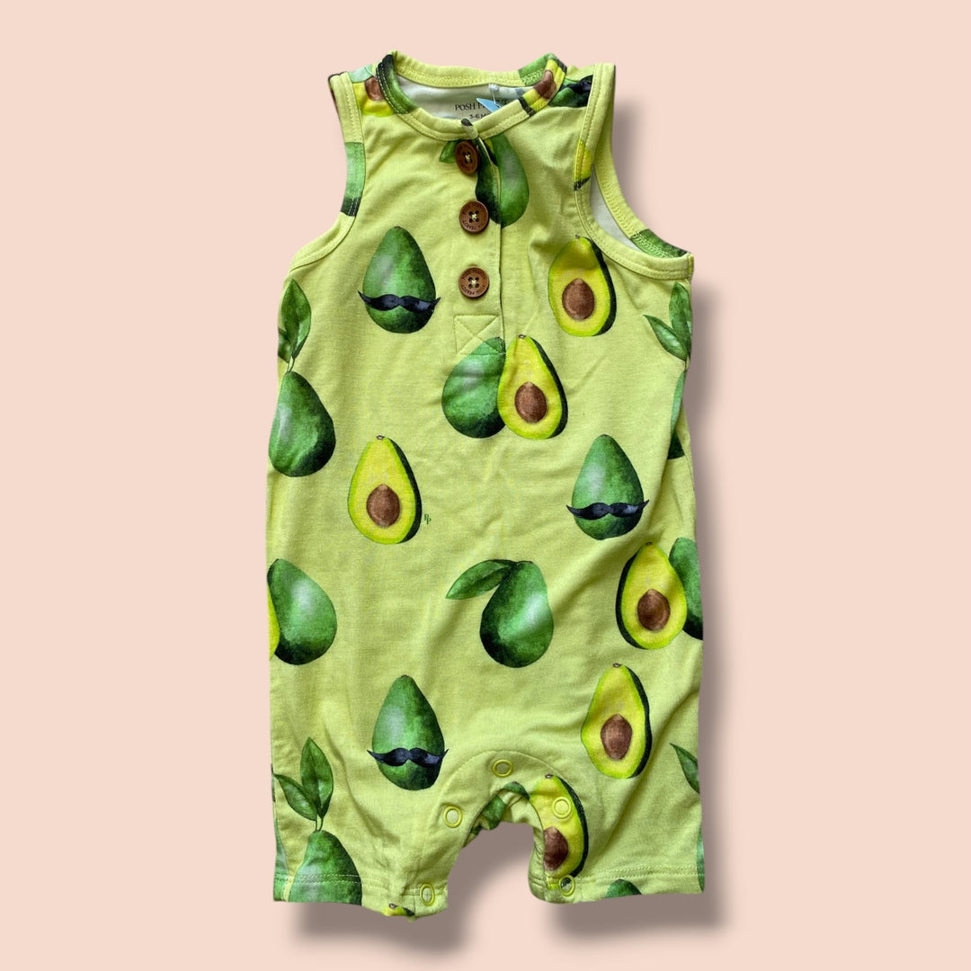 Green Posh Peanut Romper, 3-6m