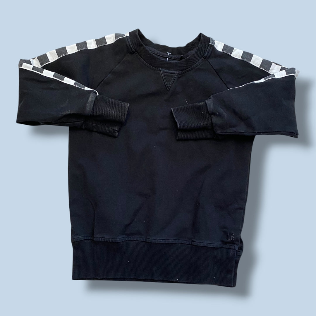 black Little Bipsy checkered sleeve sweatshirt, 4/5y