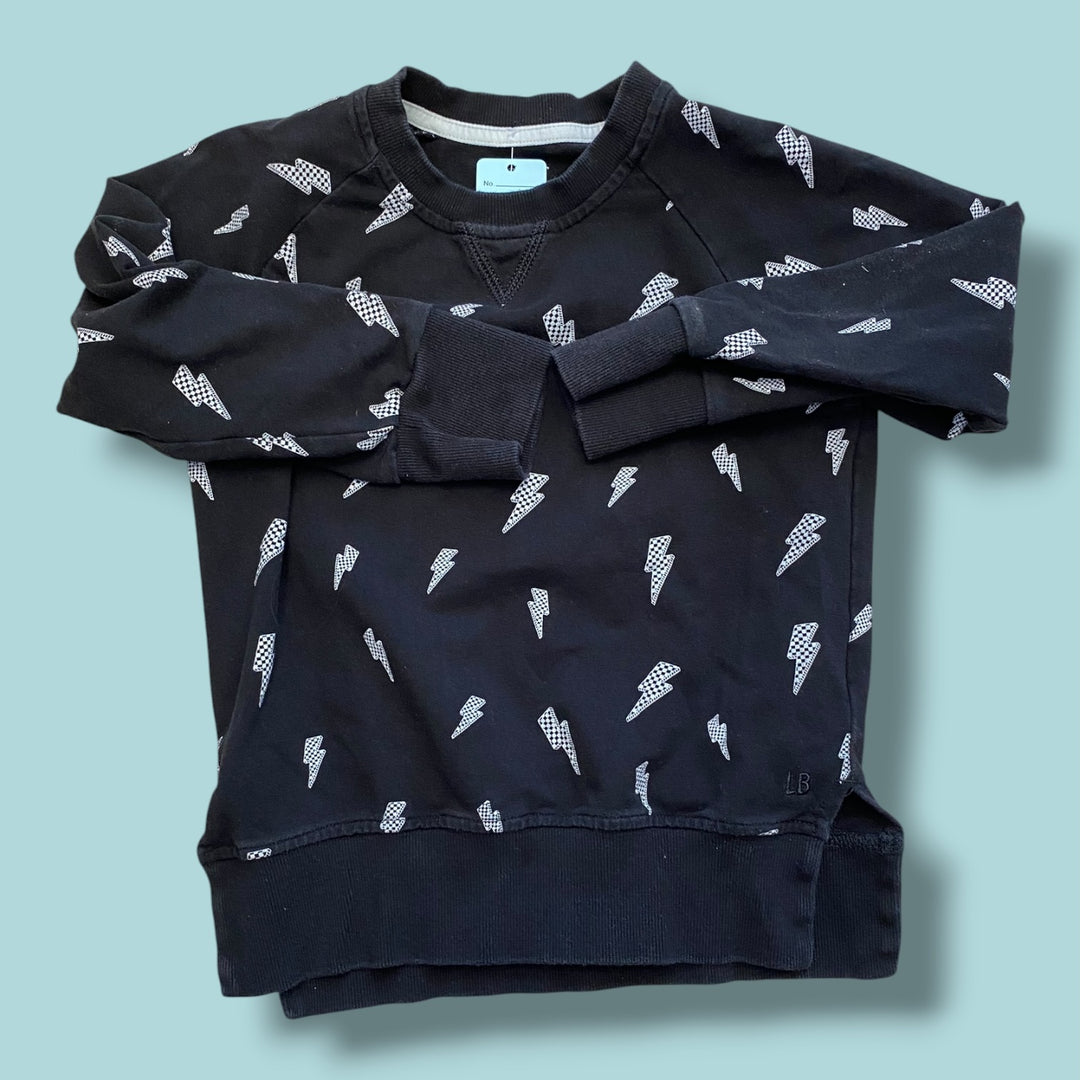 black Little Bipsy lightning bolt sweatshirt, 4/5y