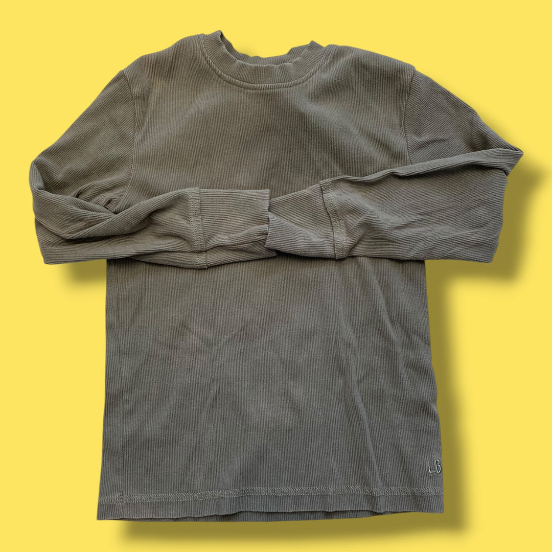 green Little Bipsy waffle long sleeve, 4/5y