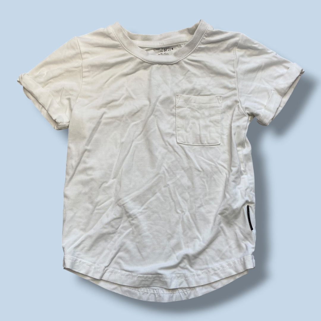 white Little Bipsy t-shirt, 2/3y