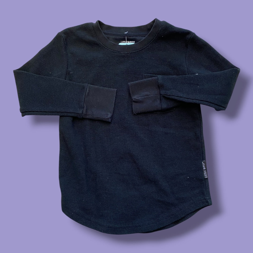black Little Bipsy waffle top, 3/4y