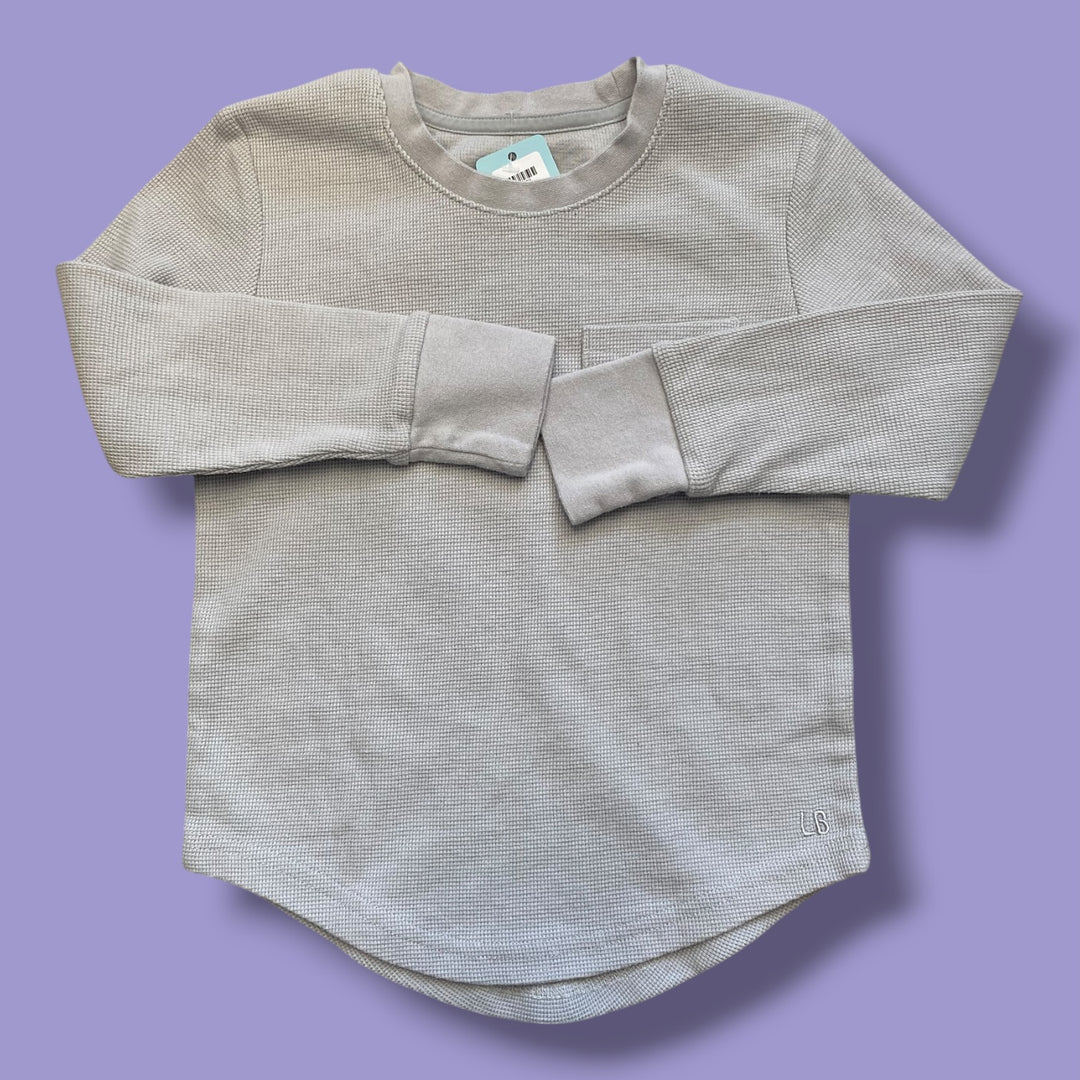 grey Little Bipsy waffle top, 3/4y