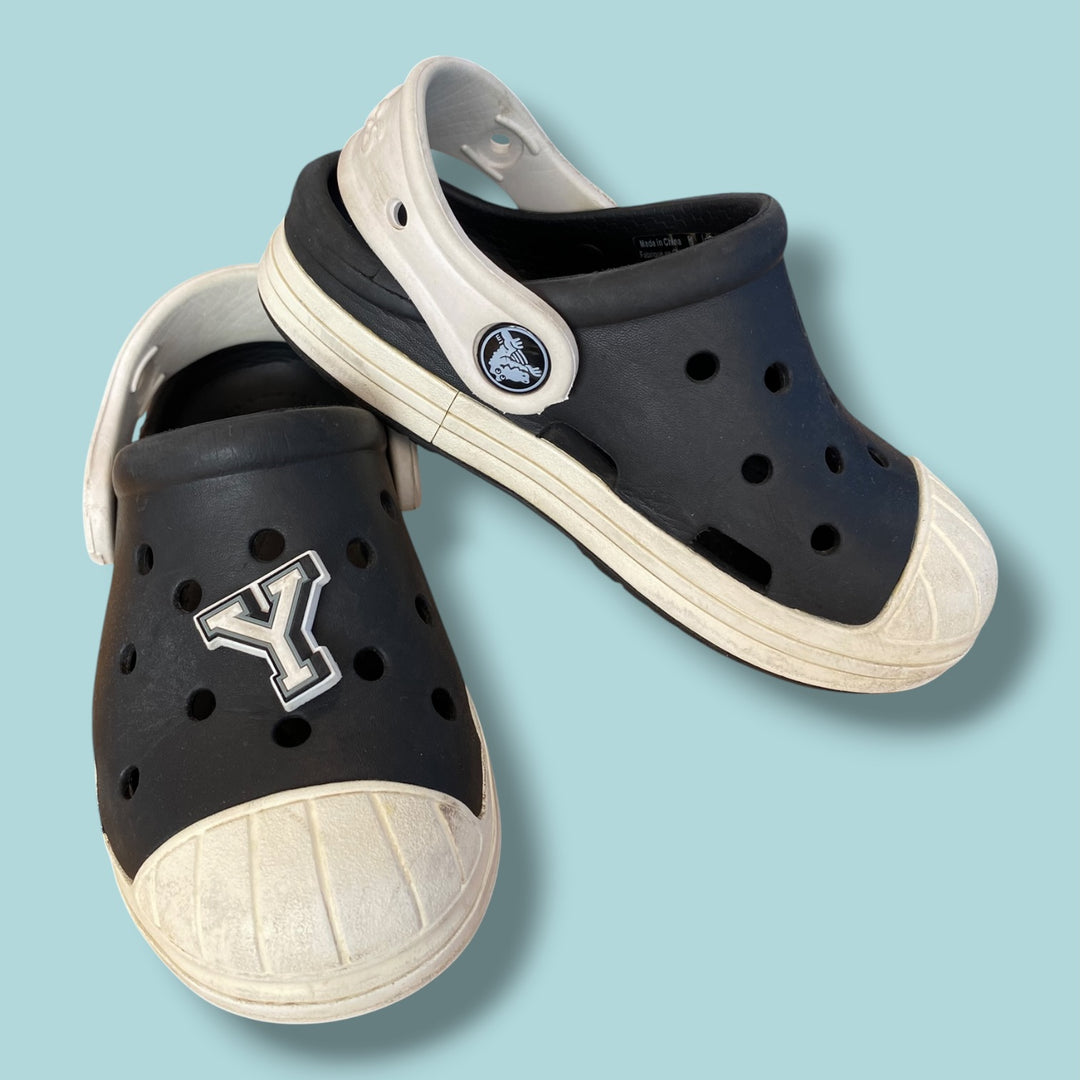 black Crocs sandals, 9.0
