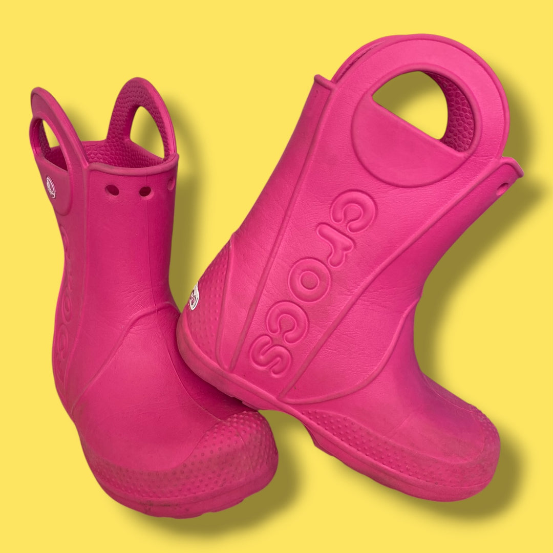 pink crocs rainboot, 9.0