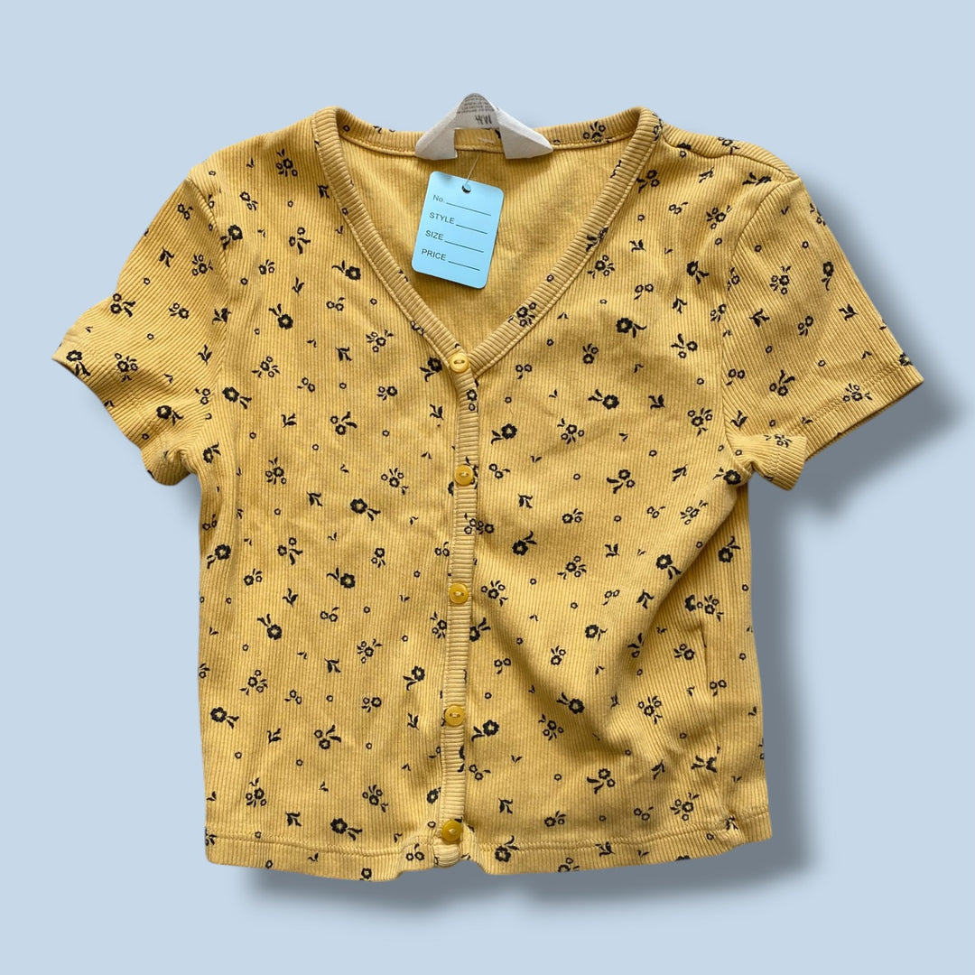yellow h&amp;m button top, 8-10y