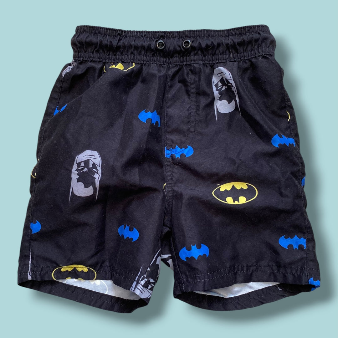 black  batman swim trunks, 5y