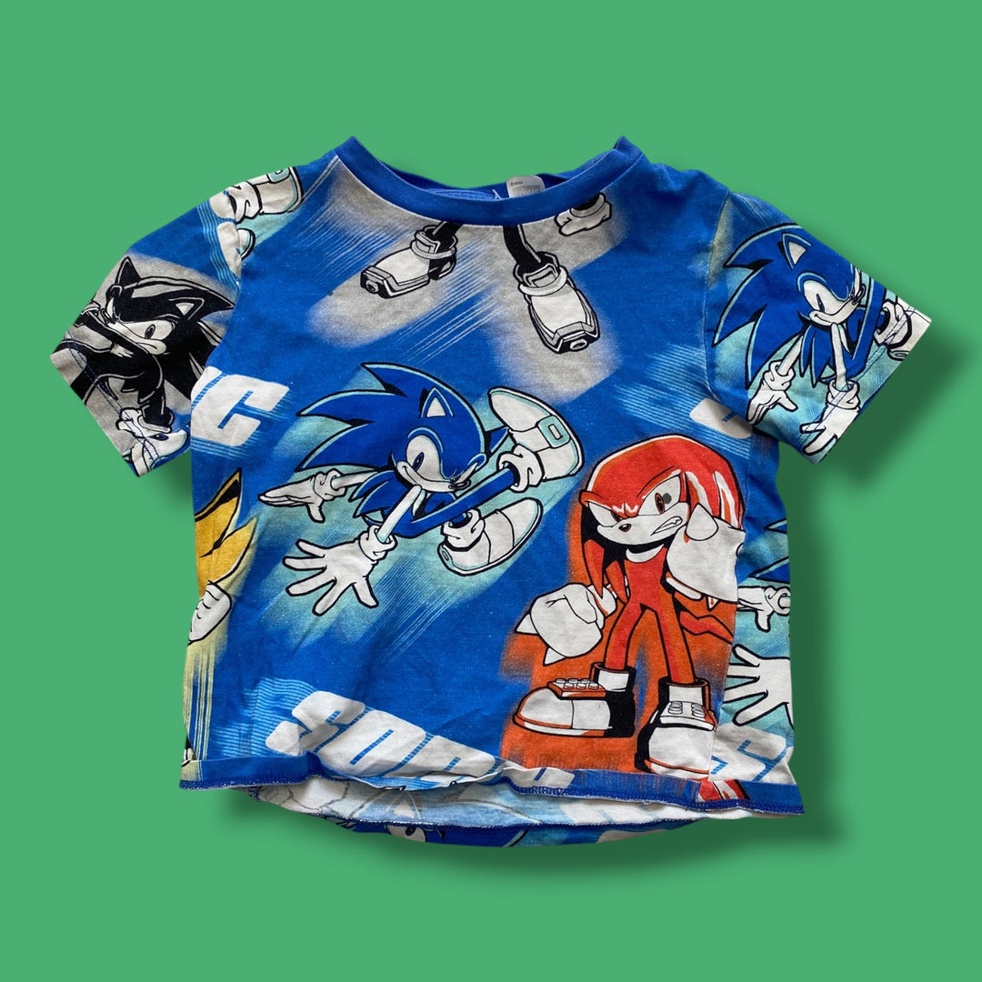 blue h&amp;M sonic shirt, 3/4y