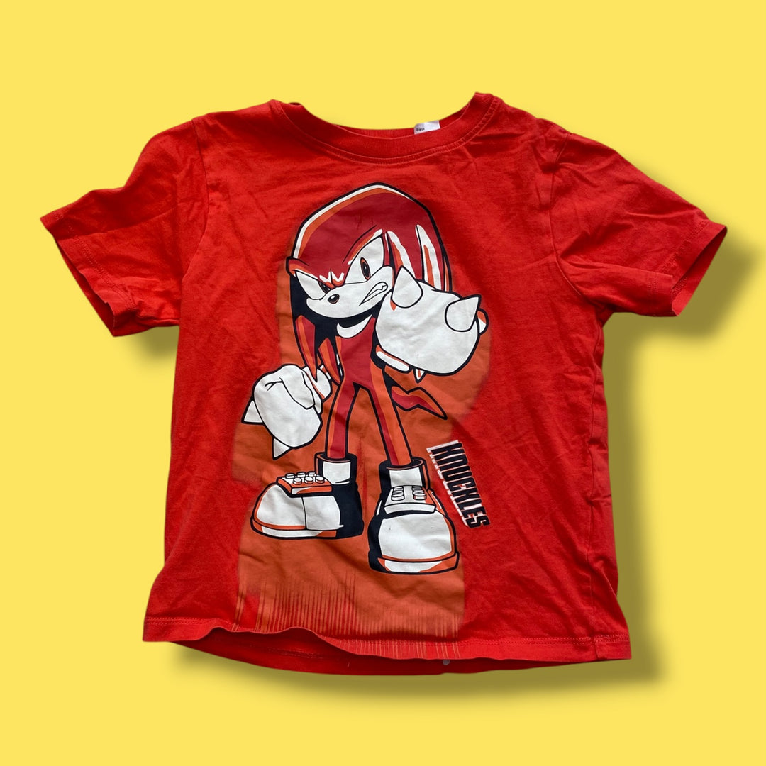 red h&amp;M sonic shirt, 3/4y