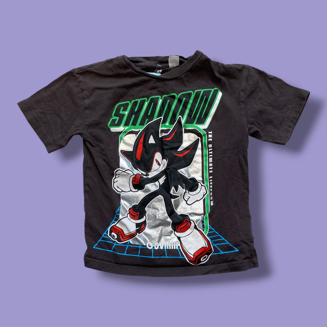 black h&amp;M sonic shirt, 3/4y