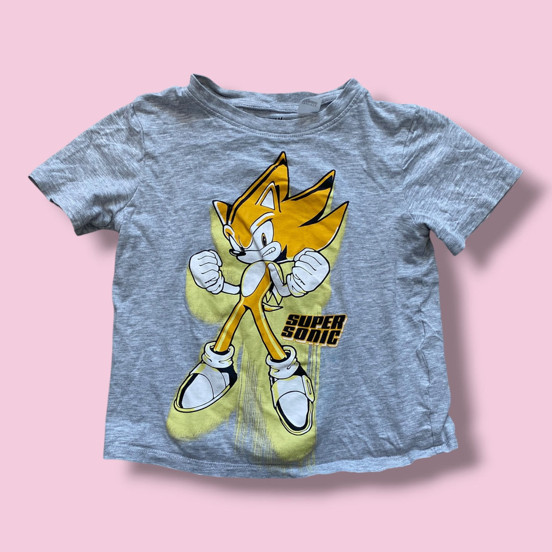 grey h&amp;M sonic shirt, 3/4y