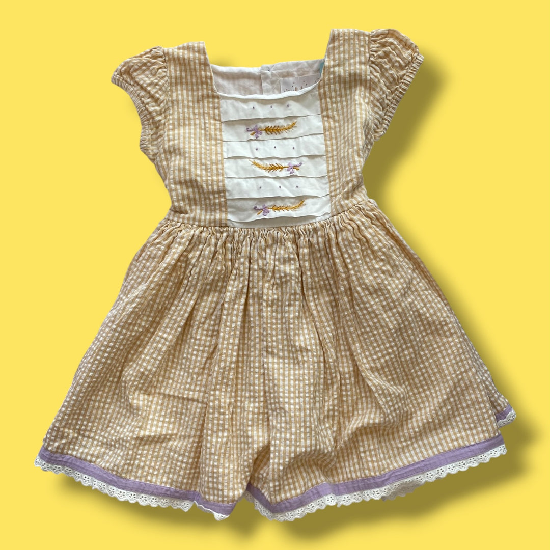 4y well dressed wolf smocked dress, yellow
