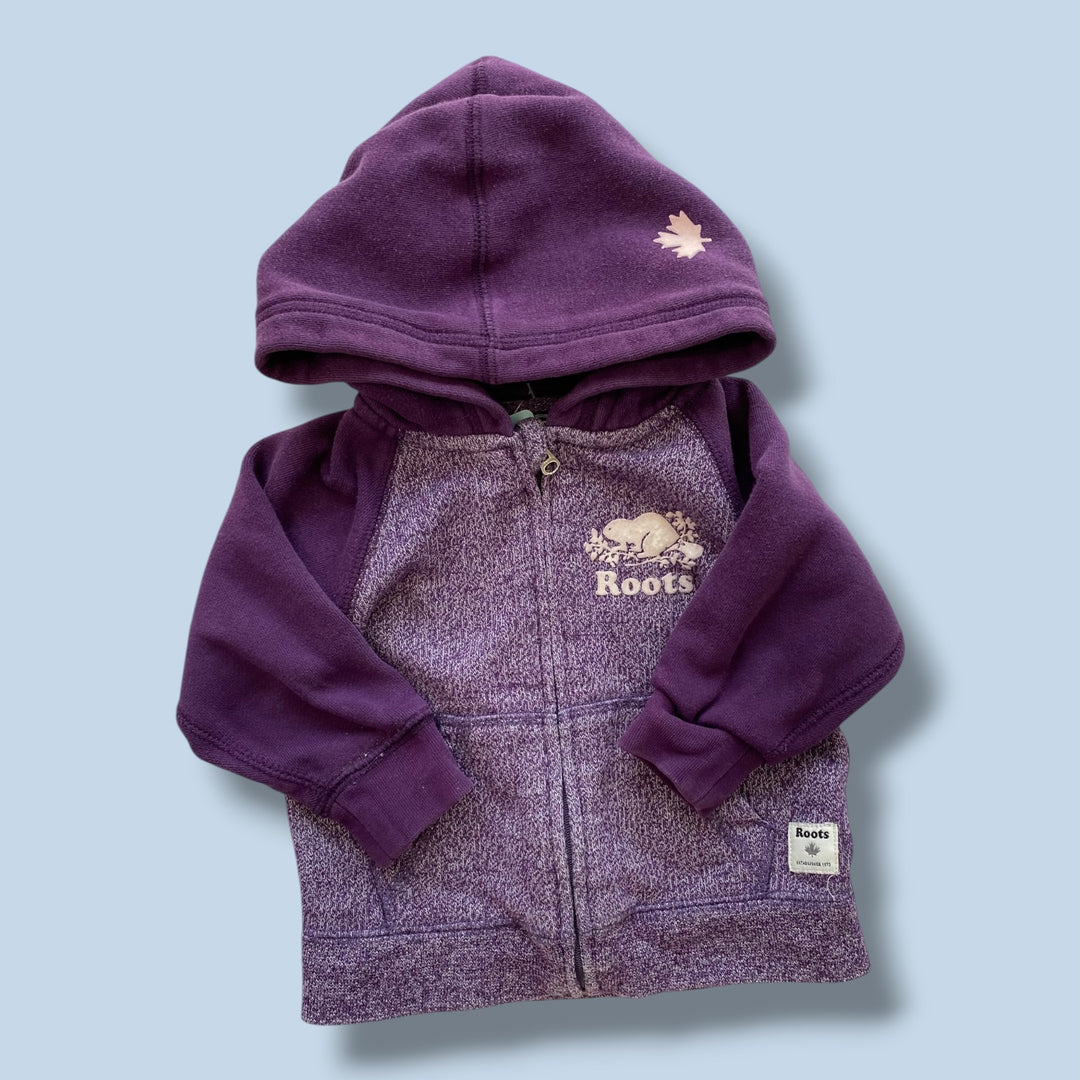purple Roots zip hoodle, 12-18m