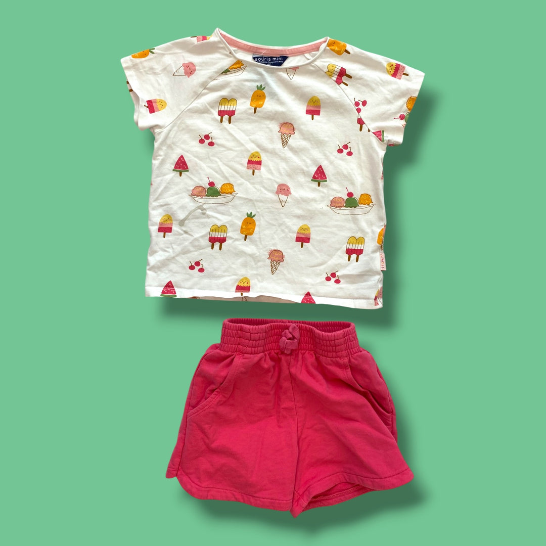 pink souris mini 2 piece set, 4Y