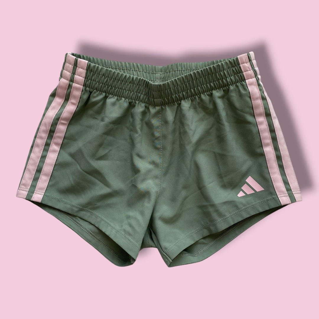 green adidas shorts, 4Y