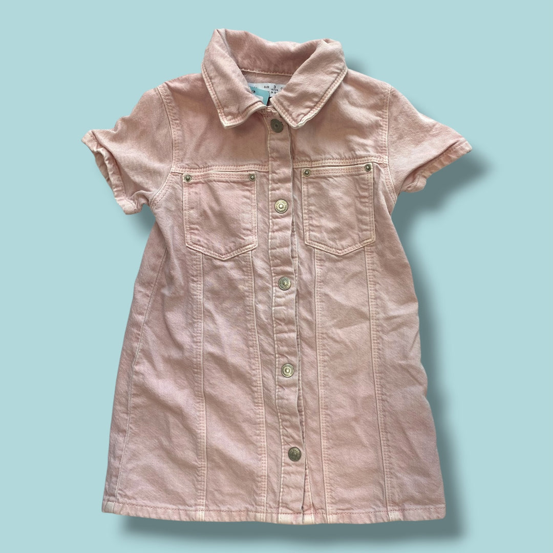 pink zara denim dress, 3y