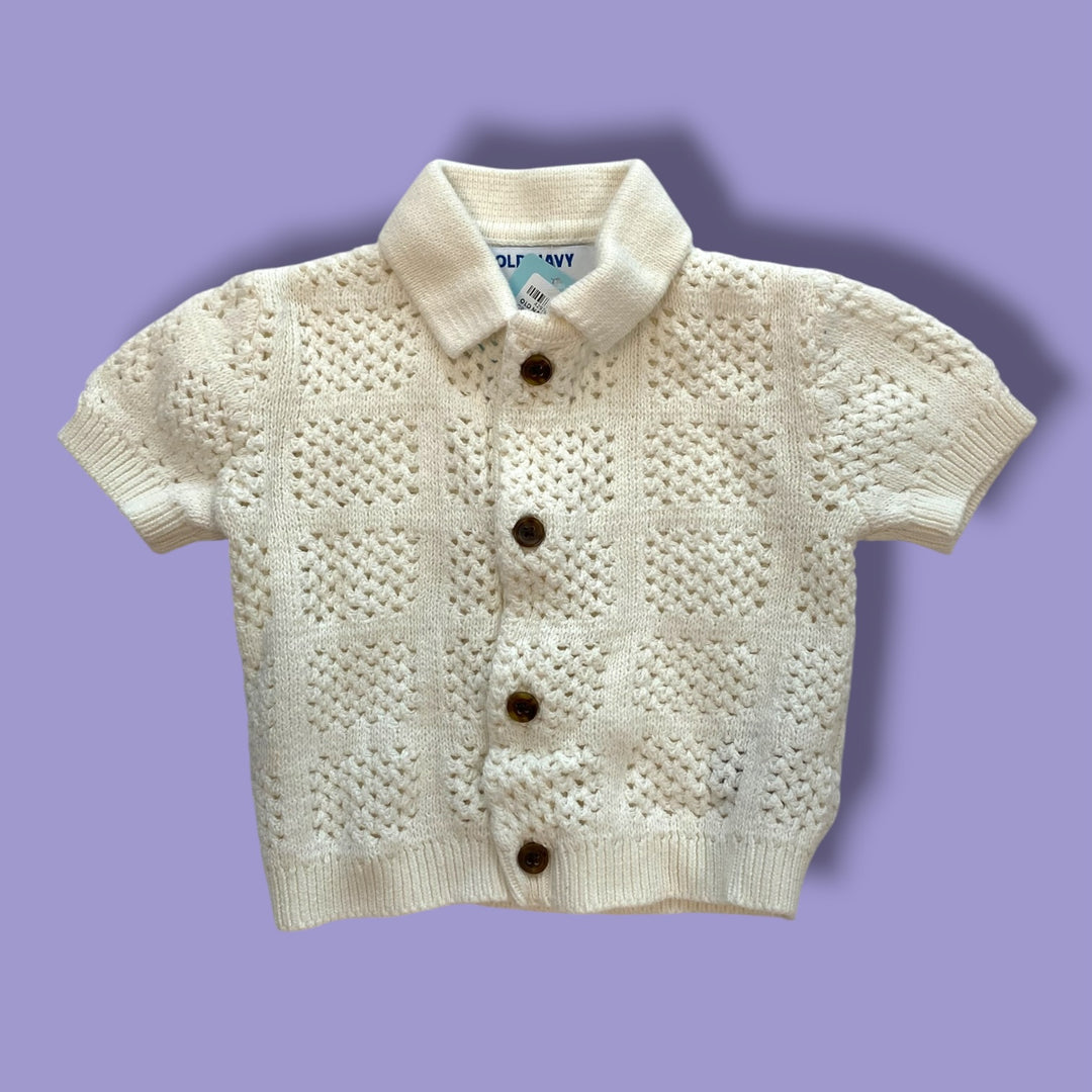 cream old navy crocheted tee, 12-18m