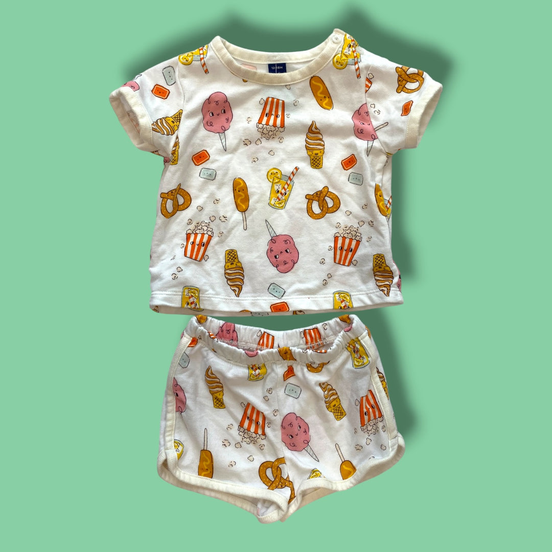 white old navy 2 piece set, 12-18m
