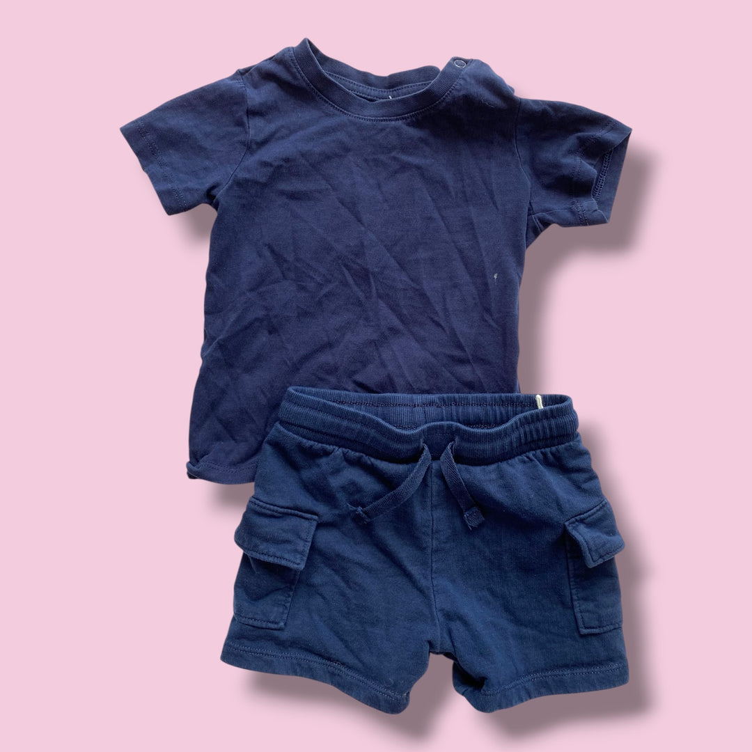 blue h&amp;m 2 piece set, 12m
